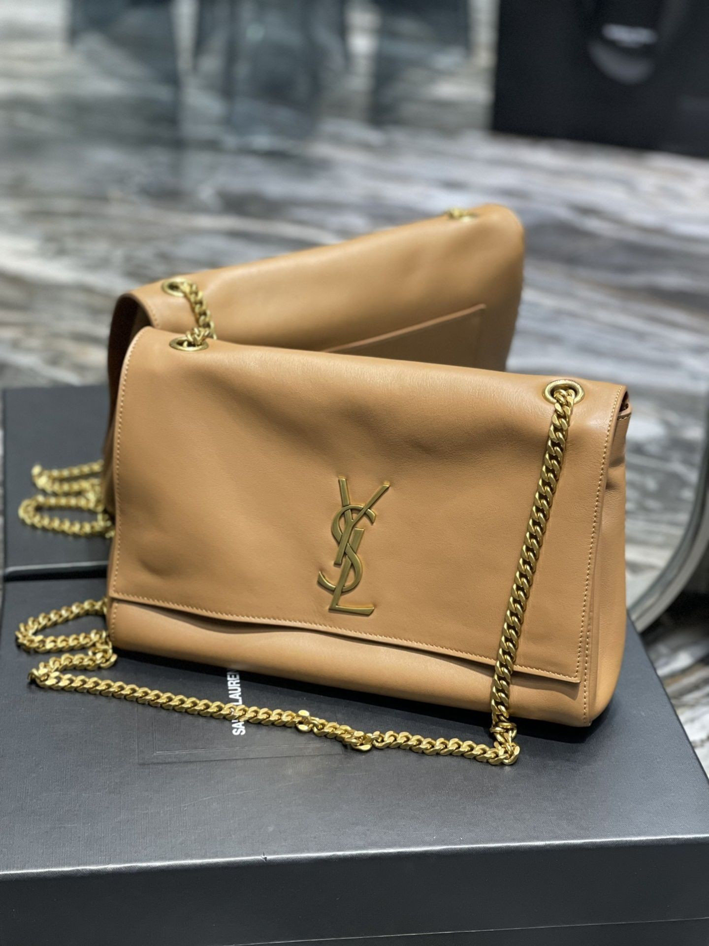 Y*L kate reversible suede and leather shoulder bag 28.5x20x6cm