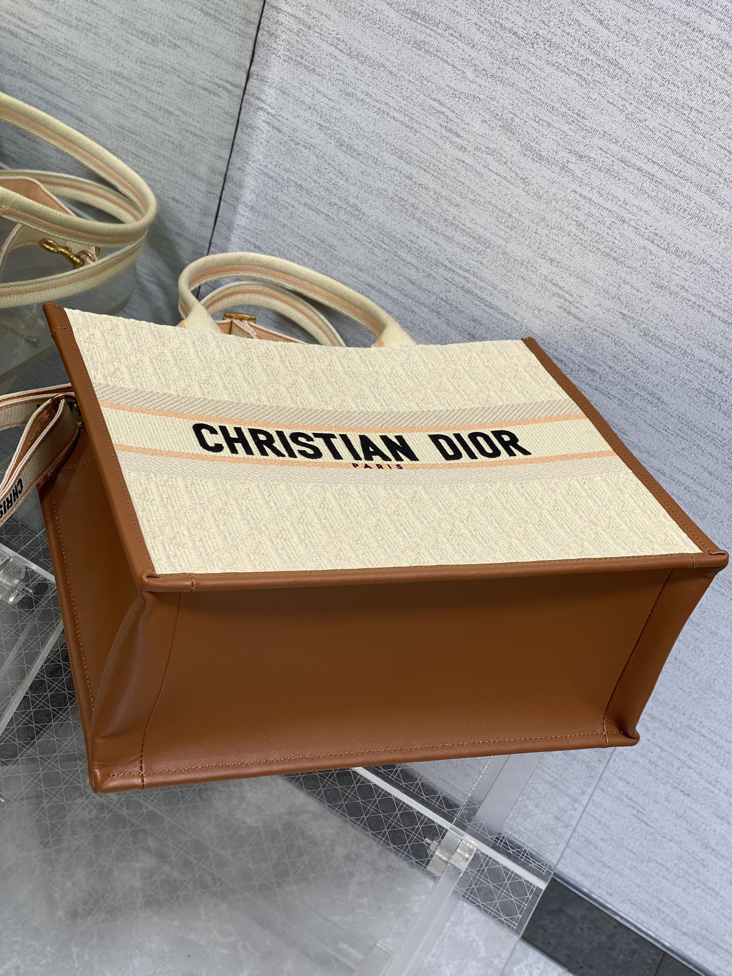 medium D*or book tote white multicolor dragon zodiac embroidery 36 x 27.5 x 16.5 cm