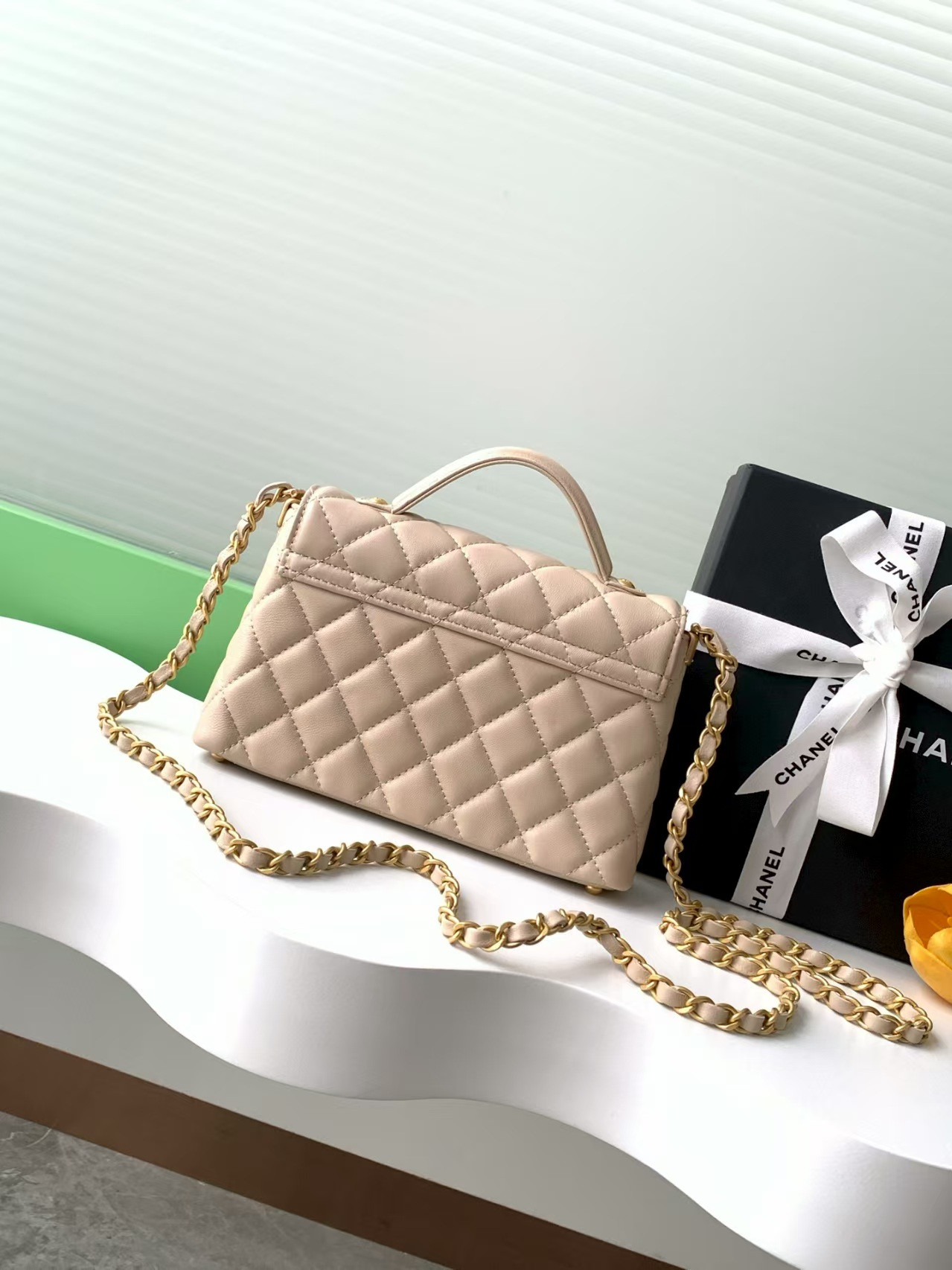 Ch*el small top handle flap bag as5355 14x20x6cm