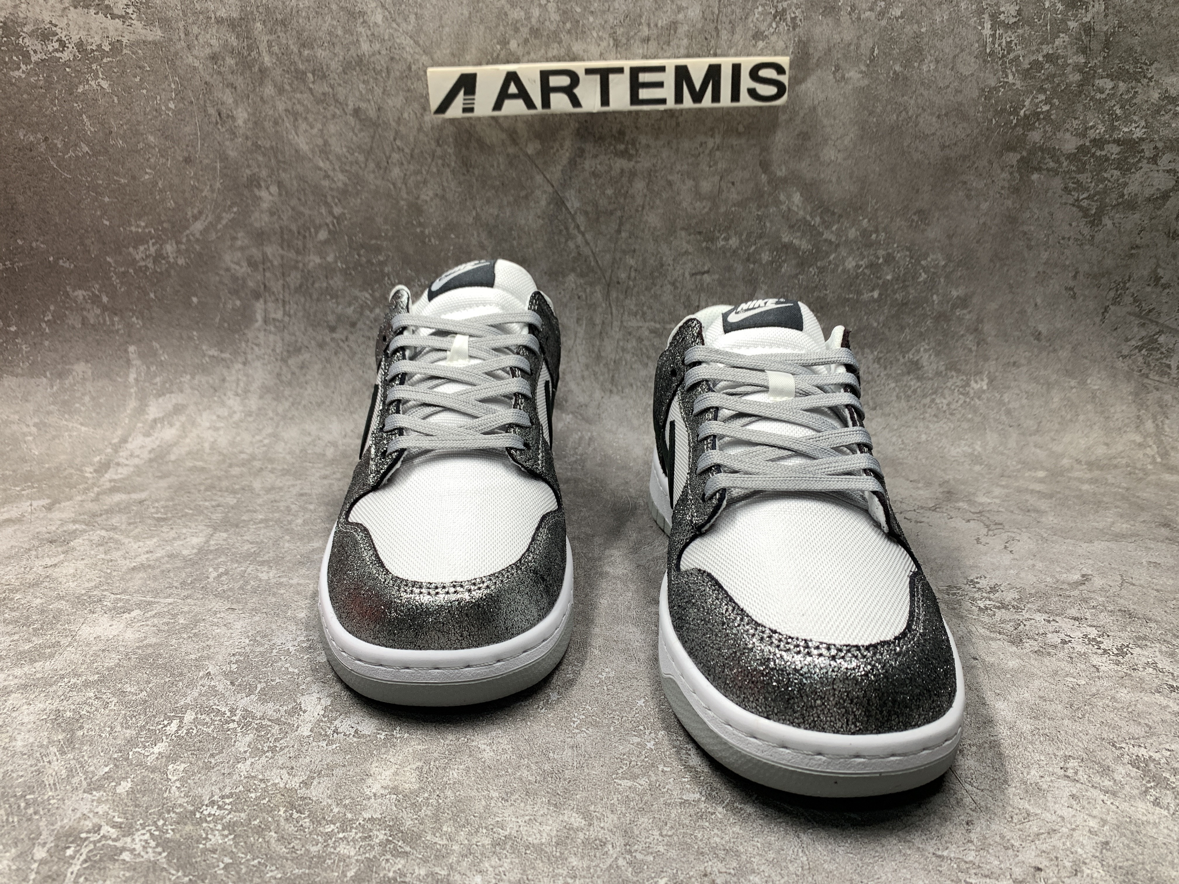 Nike Dunk Low Features Silver Cracked Leather