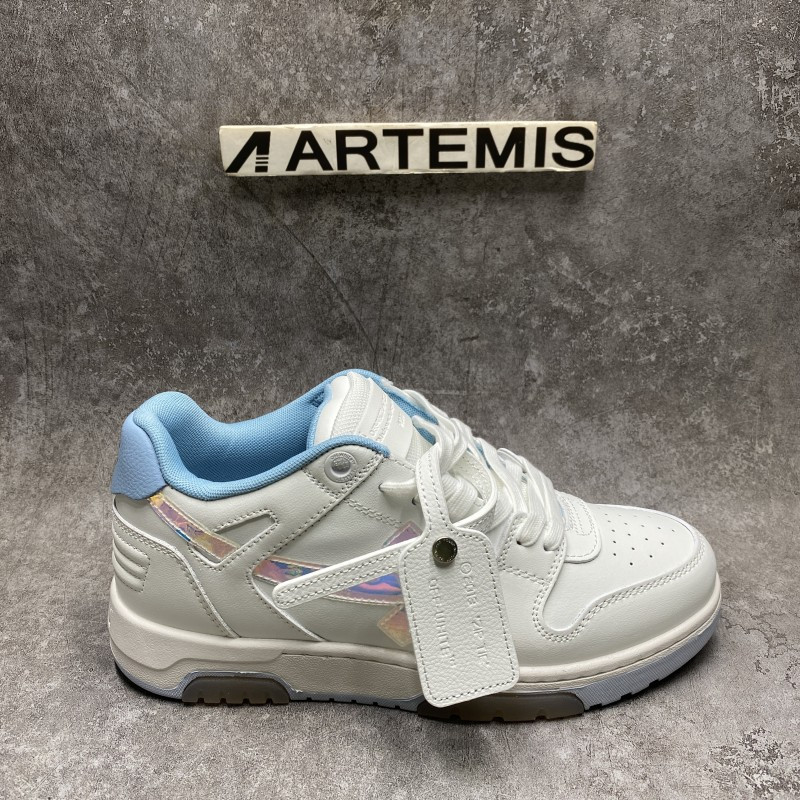 OFF-WHITE Out Of Office OOO Low Tops White Iridescent Blue