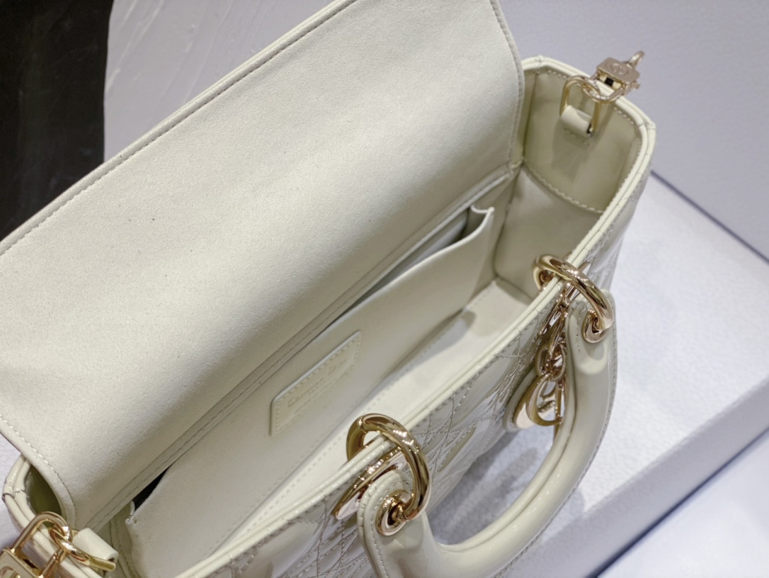 D*or small lady d-joy bag white patent