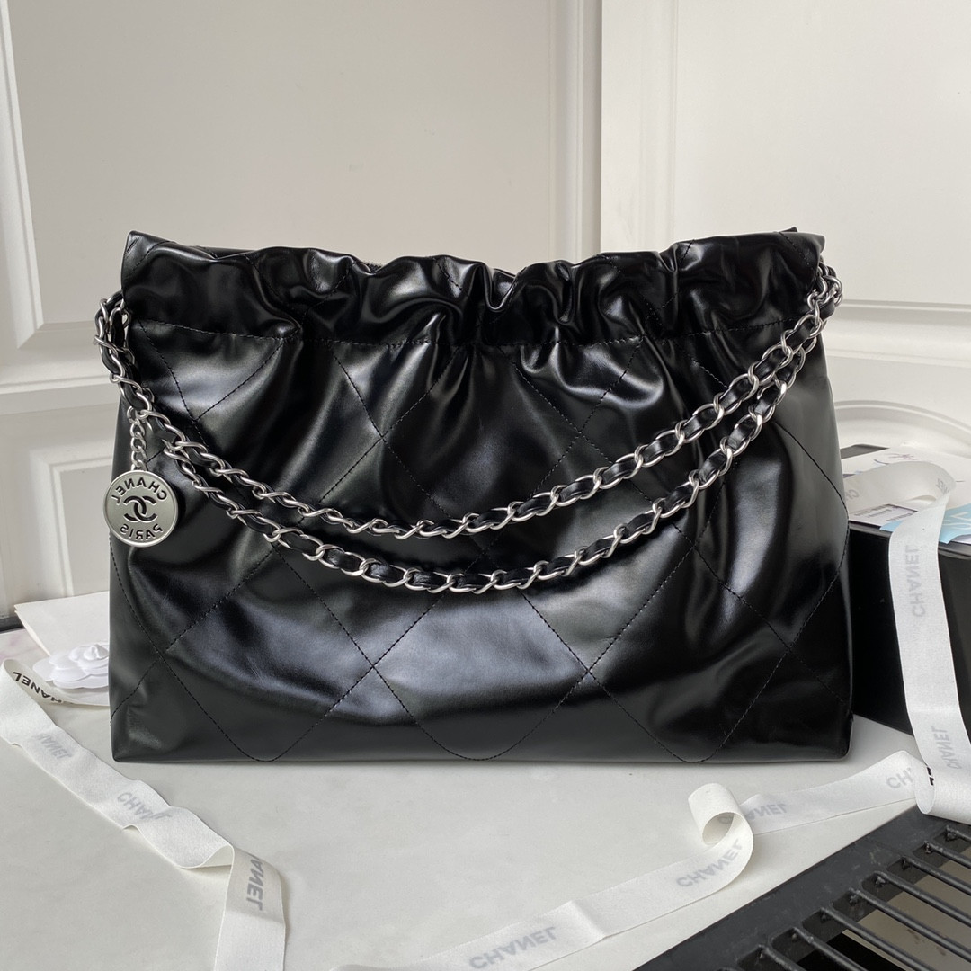 Ch*el 22 handbag shiny calfskin 30×45×8cm