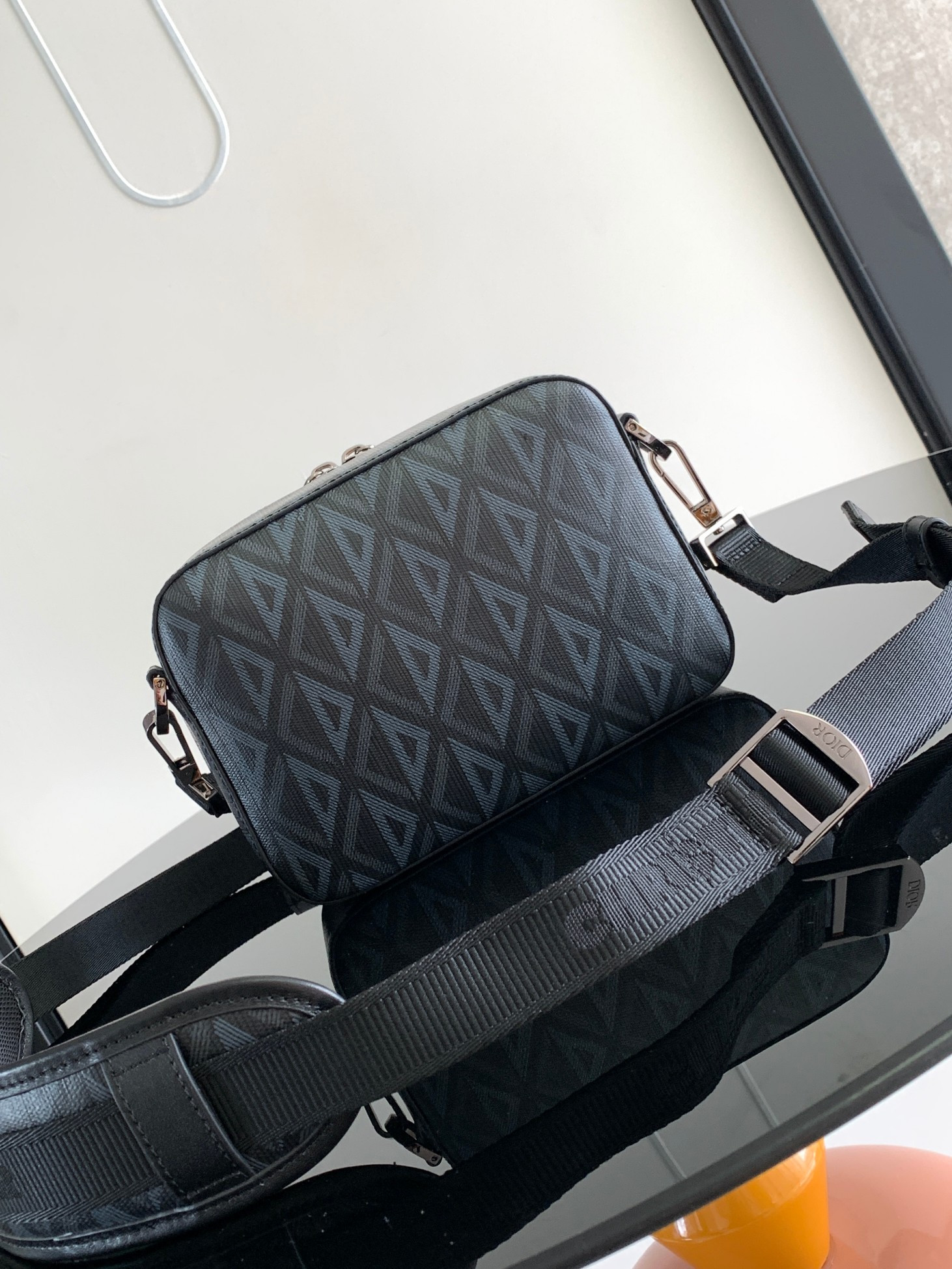 D*or safari bag with strap navy 8.5 x 6 x 2.5 inches