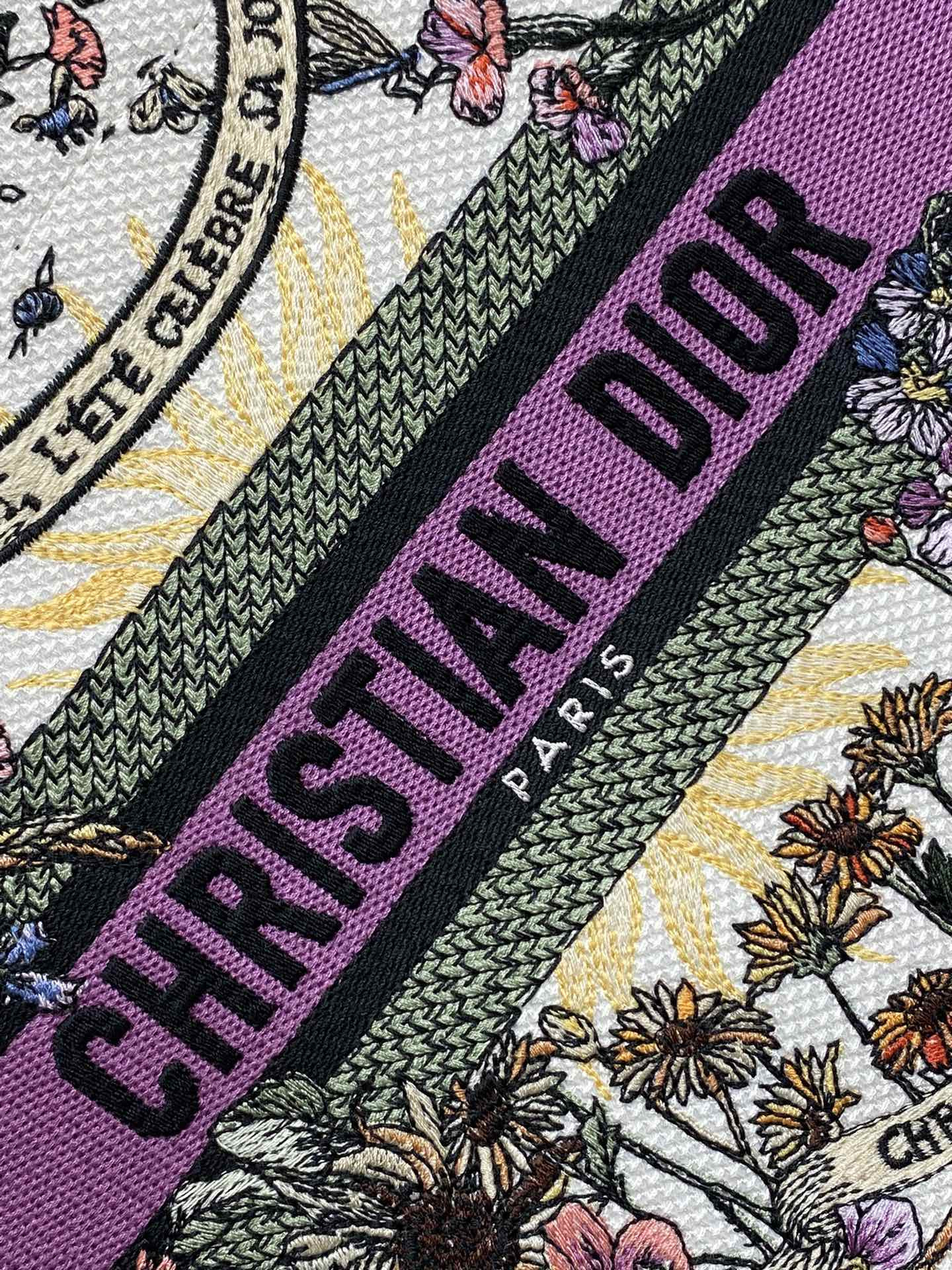 small D*or book tote ecru multicolor D*or 4 saisons Été soleil embroidery 26x8x22cm