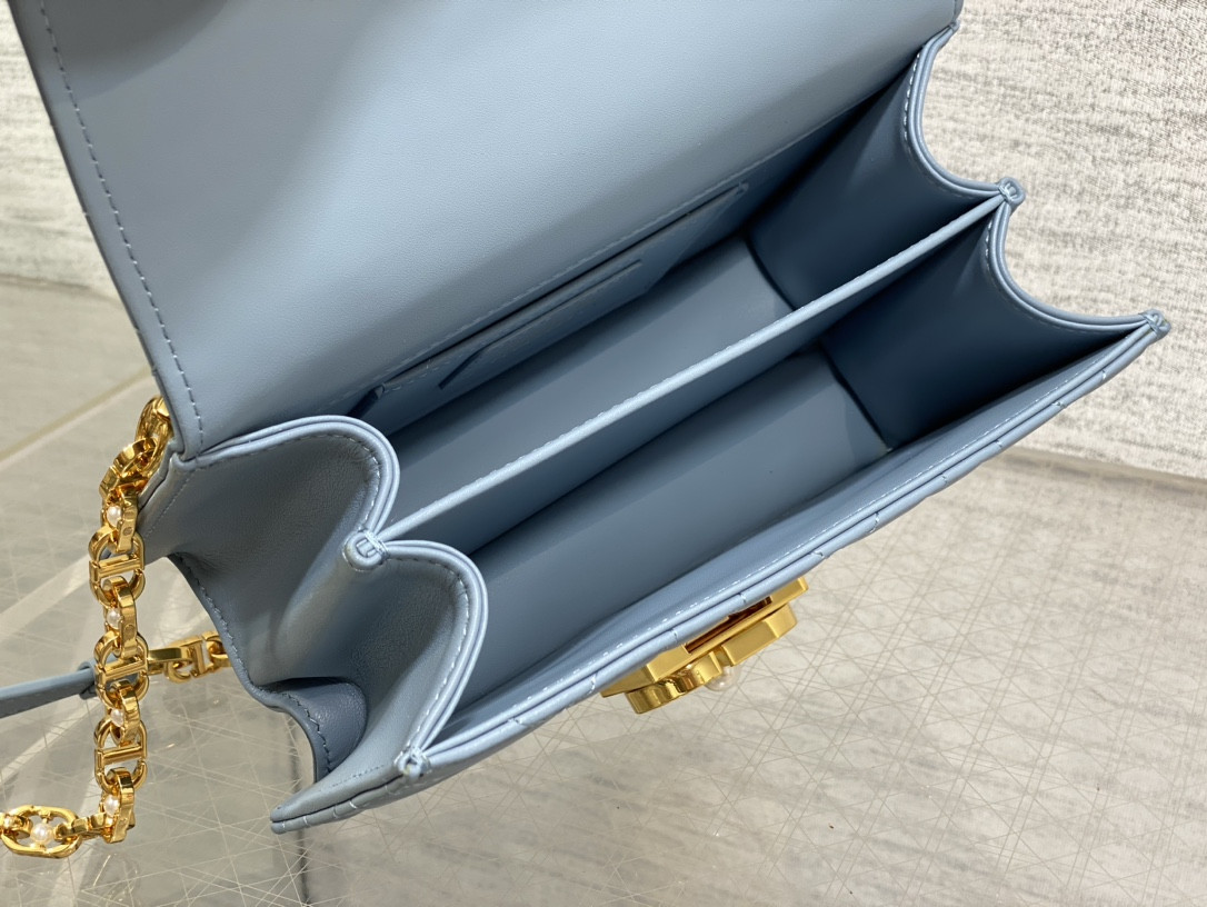 D*or small ange bag blue latte macrocannage calfskin 20 x 12 x 5 cm