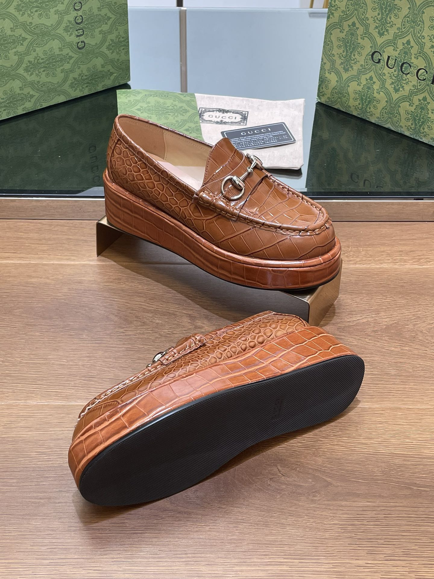 ua G*u*i horsebit wedge loafer