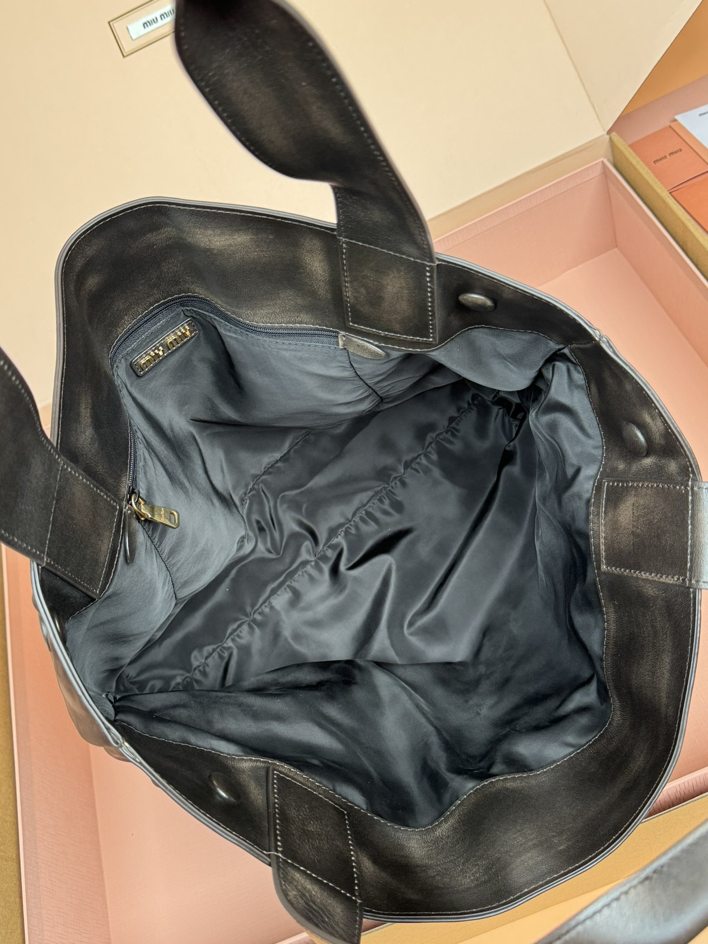 Miu Miu Leather Hobo Bag  39x38.5x11cm