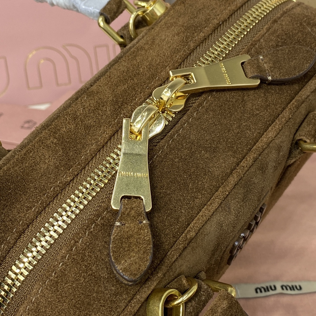 Miu Miu Arcadie padded suede top-handle bag 22X10.5X7.5cm