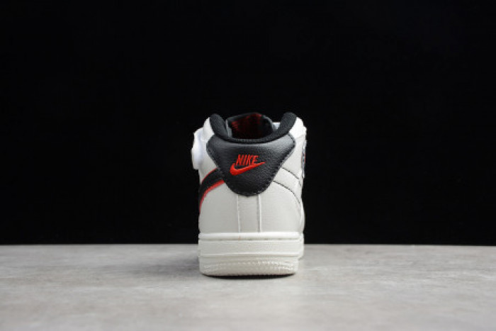KIDS NIKE AIR FORCE 1 MID 07 WHITE BLACK RED 314197-101