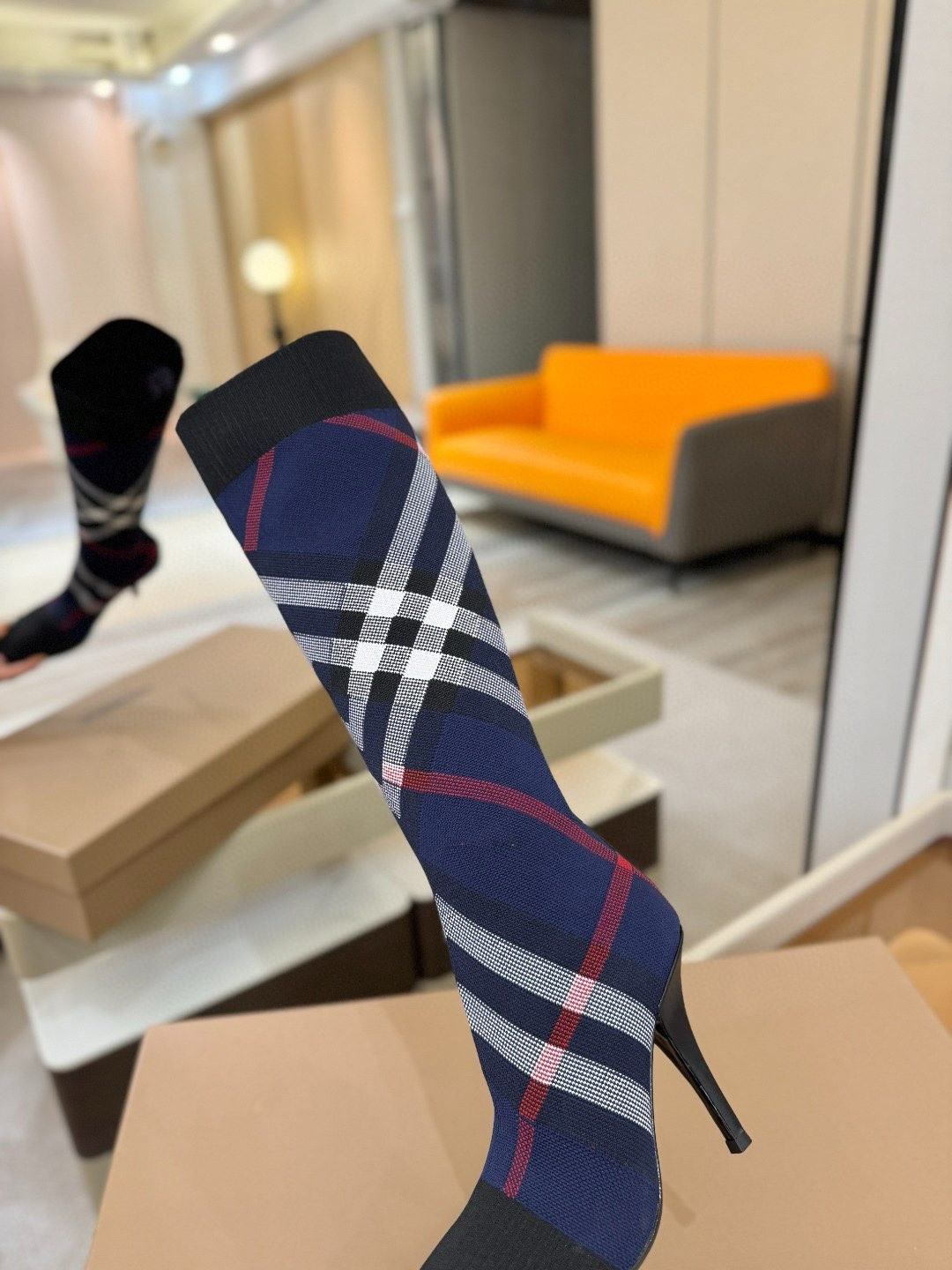 UA Burberry Check High Boots
