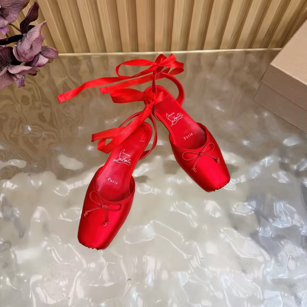 UA Christian Louboutin Cassia Lace Up Ballerina
