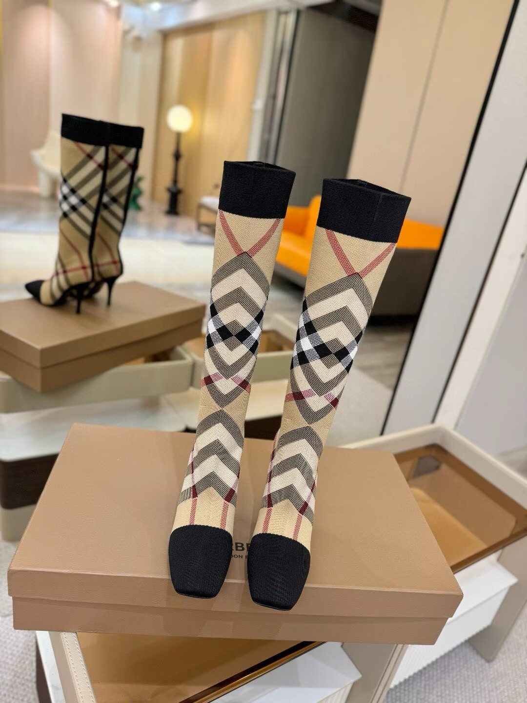 UA Burberry Check High Boots