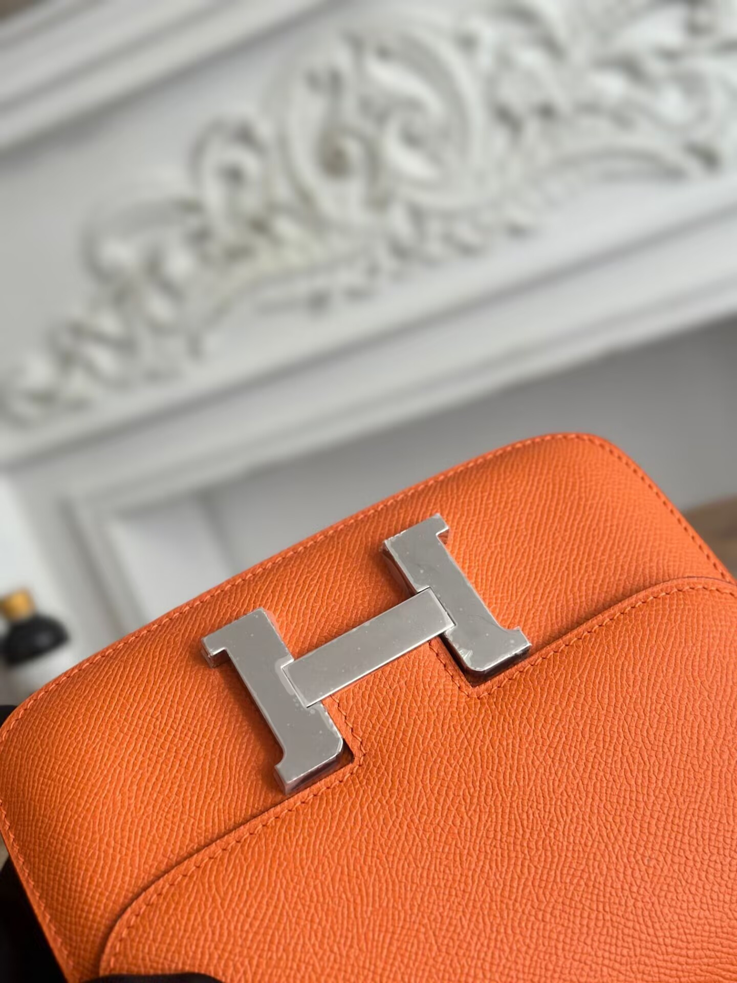 H**me5 Constance 19 Epsom Silver Hardware 7.25" x 6.25" x 2.25"