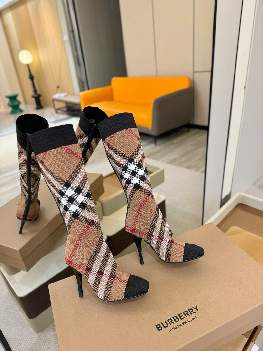 UA Burberry Check High Boots