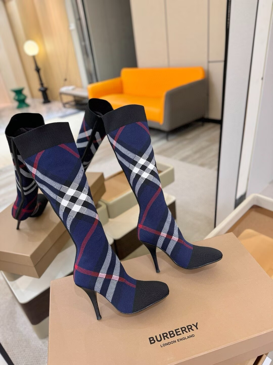 UA Burberry Check High Boots
