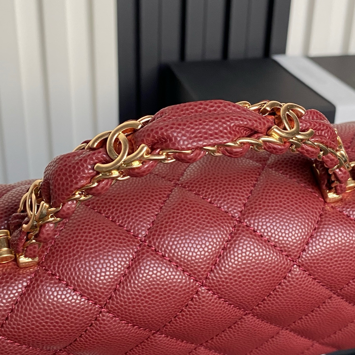 Ch**el FLAP BAG WITH TOP HANDLE 22.5x13.5x6cm