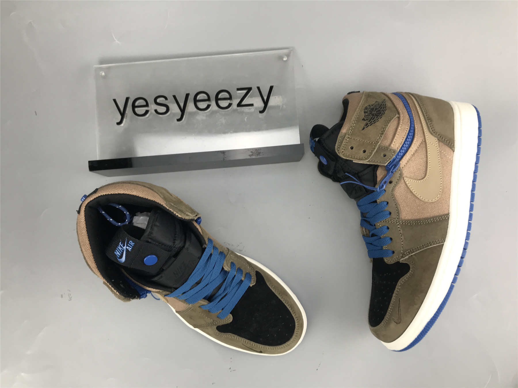 UA AIR JORDAN 1 HIGH SWITCH BLACK BROWN BLUE