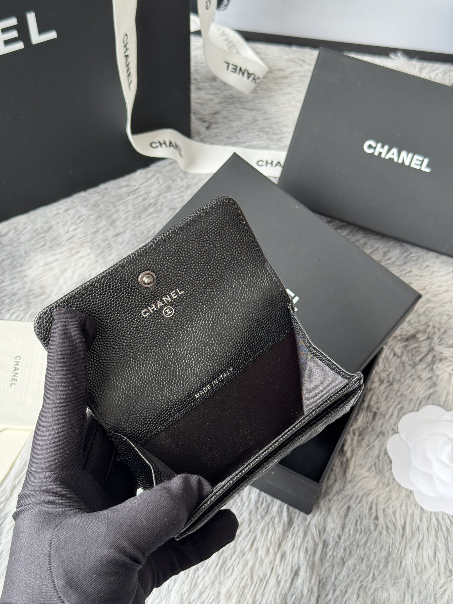 Ch**el boy Ch**el flap card holder a80603 7.5x11.3x2.1cm