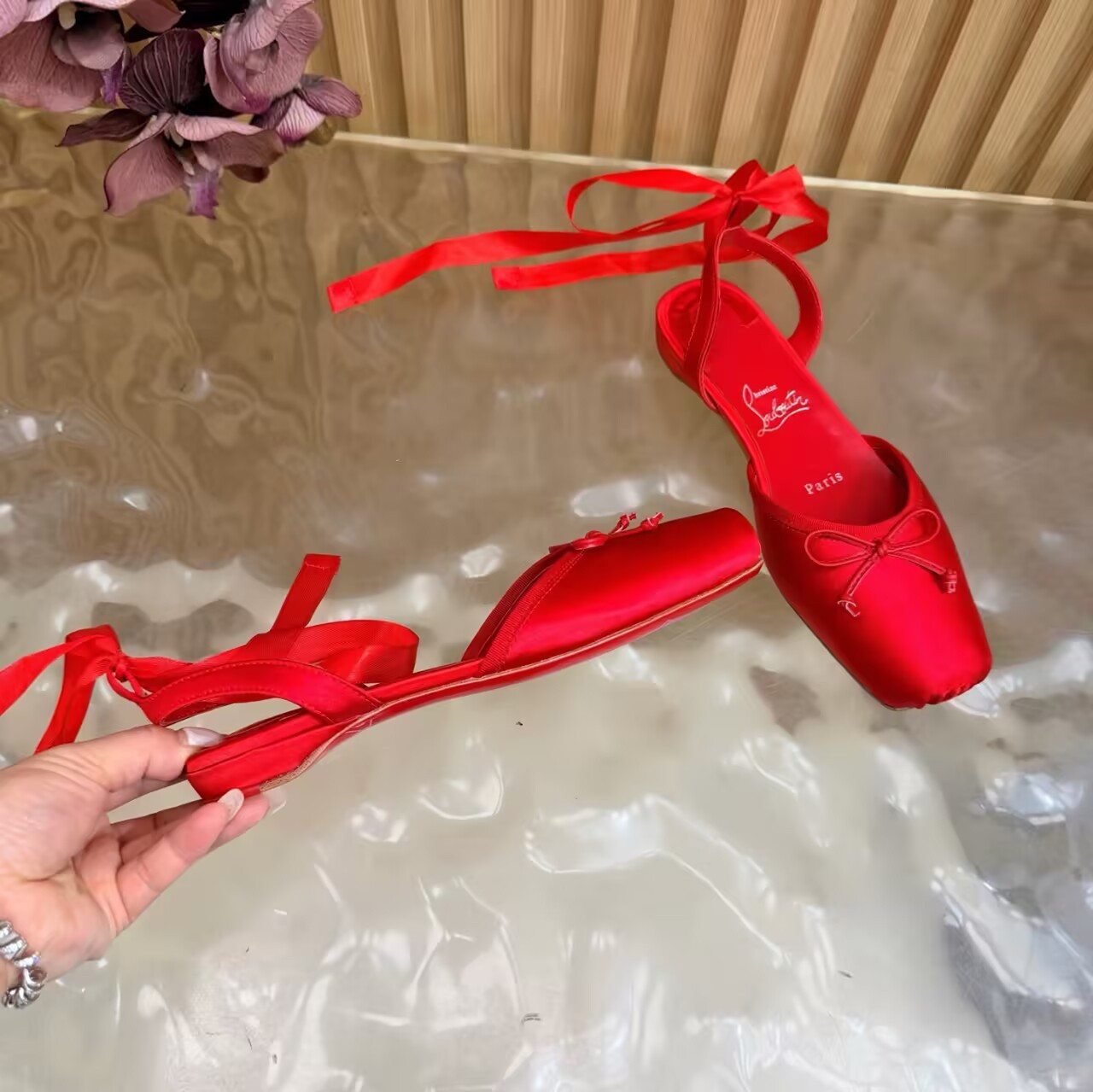 UA Christian Louboutin Cassia Lace Up Ballerina