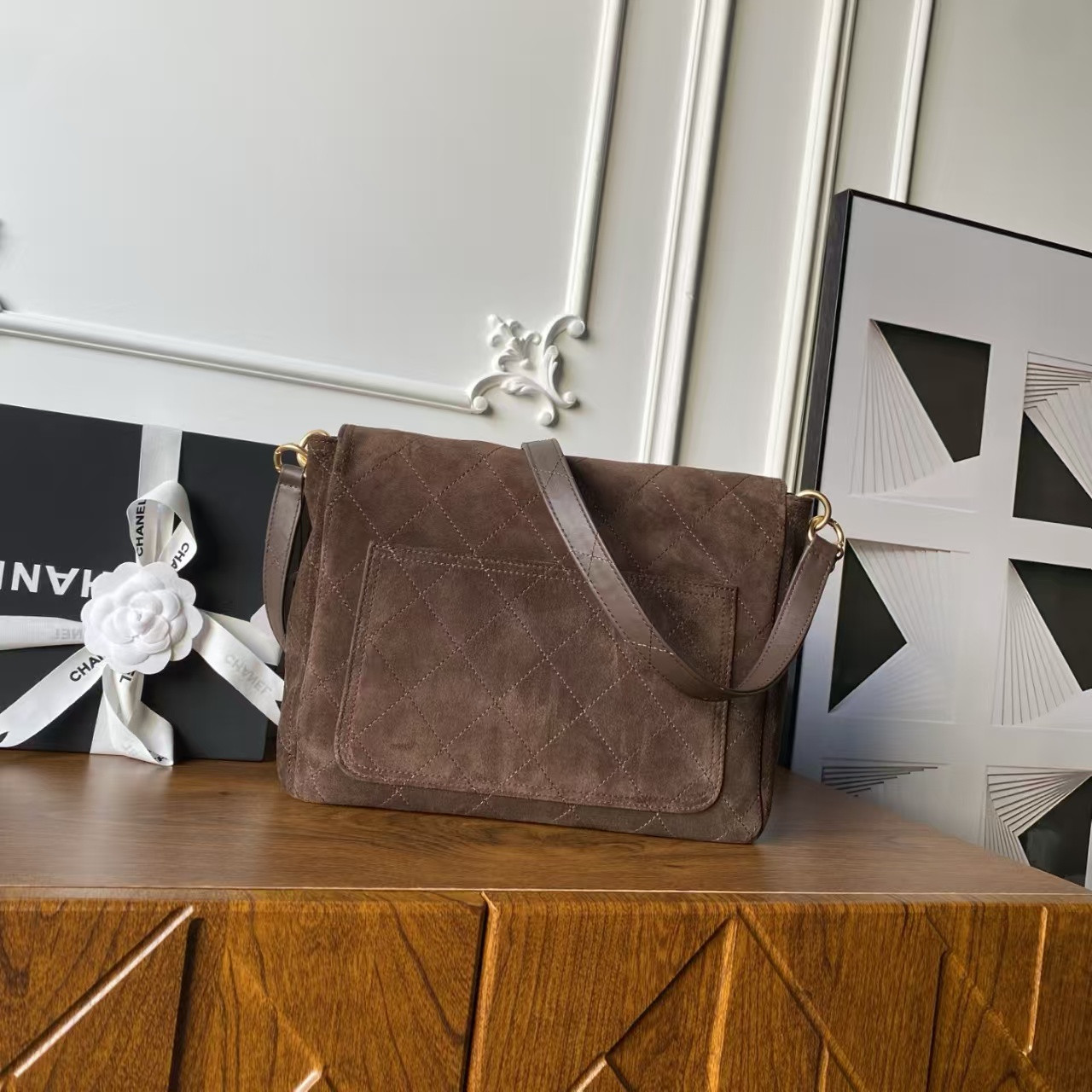 Ch**el Suede Handbag 24x30x8cm