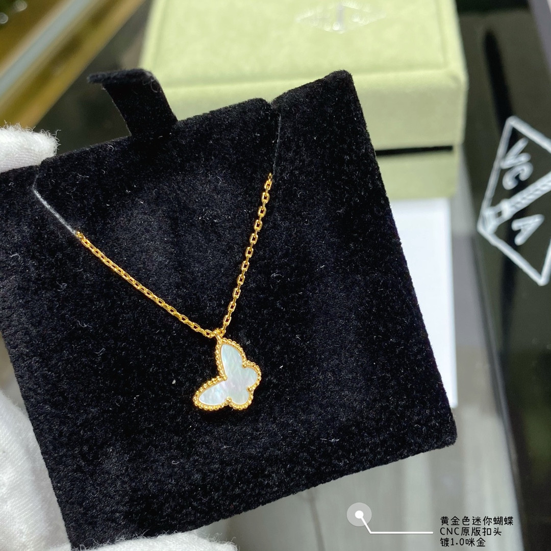 V*n Cl**f & Arpels Premium White Fritillary Mini Butterfly Necklace