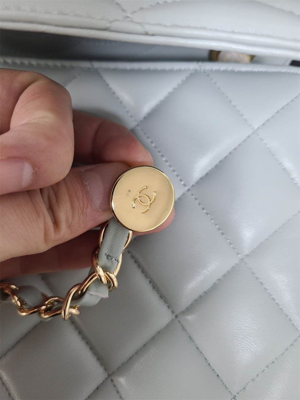 Ch**el FLAP BAG WITH TOP HANDLE 6.6 × 9.8 × 4.7 in