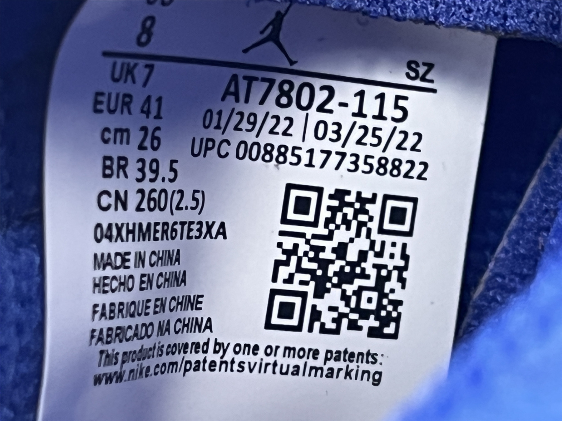 UA AIR JORDAN 11 RETRO LEGEND BLUE