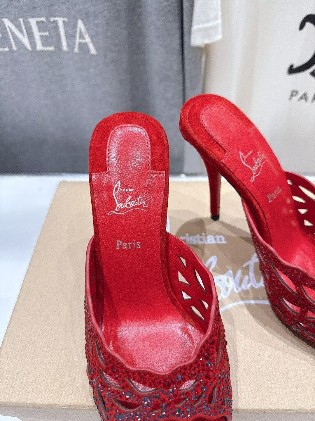 UA Christian Louboutin Lasera Strass Mule 10cm Heel