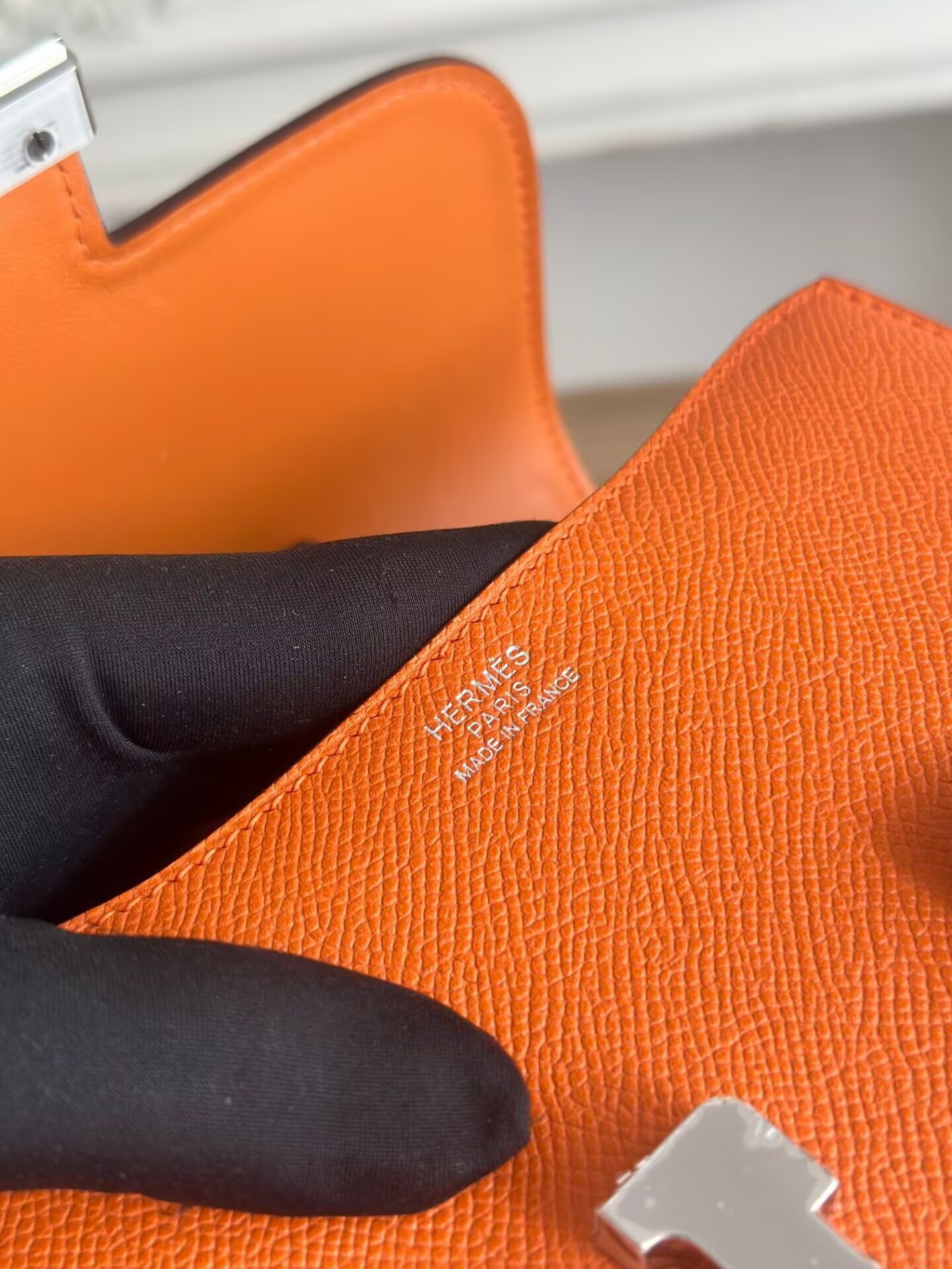 H**me5 Constance 19 Epsom Silver Hardware 7.25" x 6.25" x 2.25"