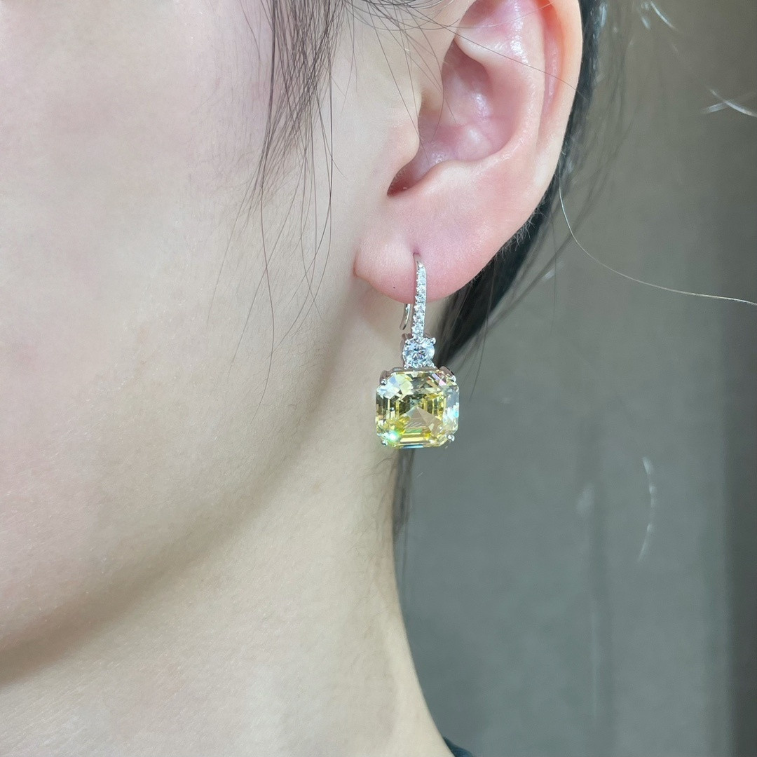 Graff Square D1am0nd Earrings Ag925