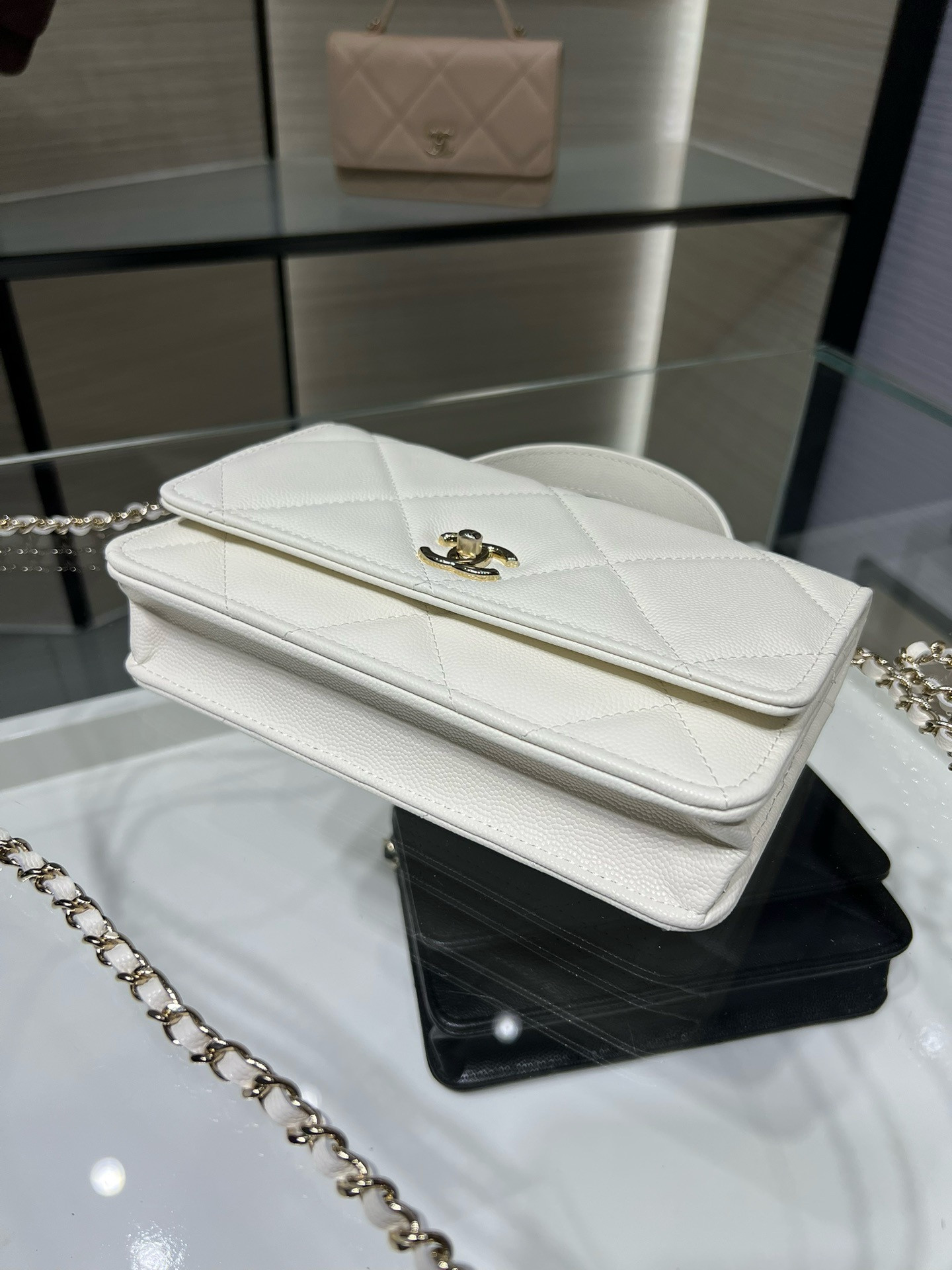 Ch**el flap bag with top handle 19x12x3.5cm