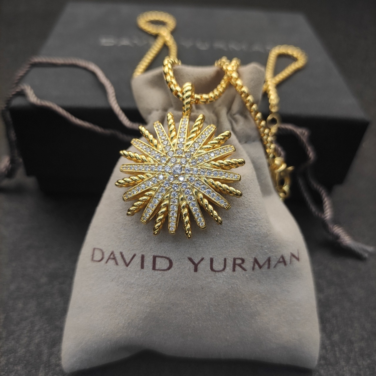 David Yurman sunflower full of D1am0nds Necklace(Chain length 50+5cm delay chain Chain thickness 3mm)