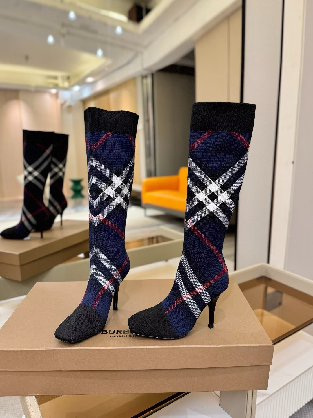 UA Burberry Check High Boots