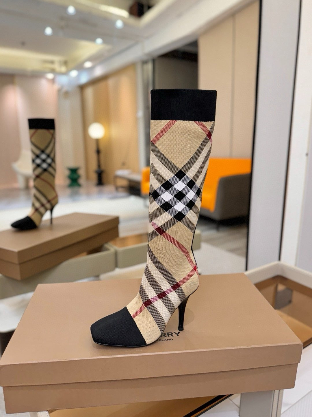 UA Burberry Check High Boots