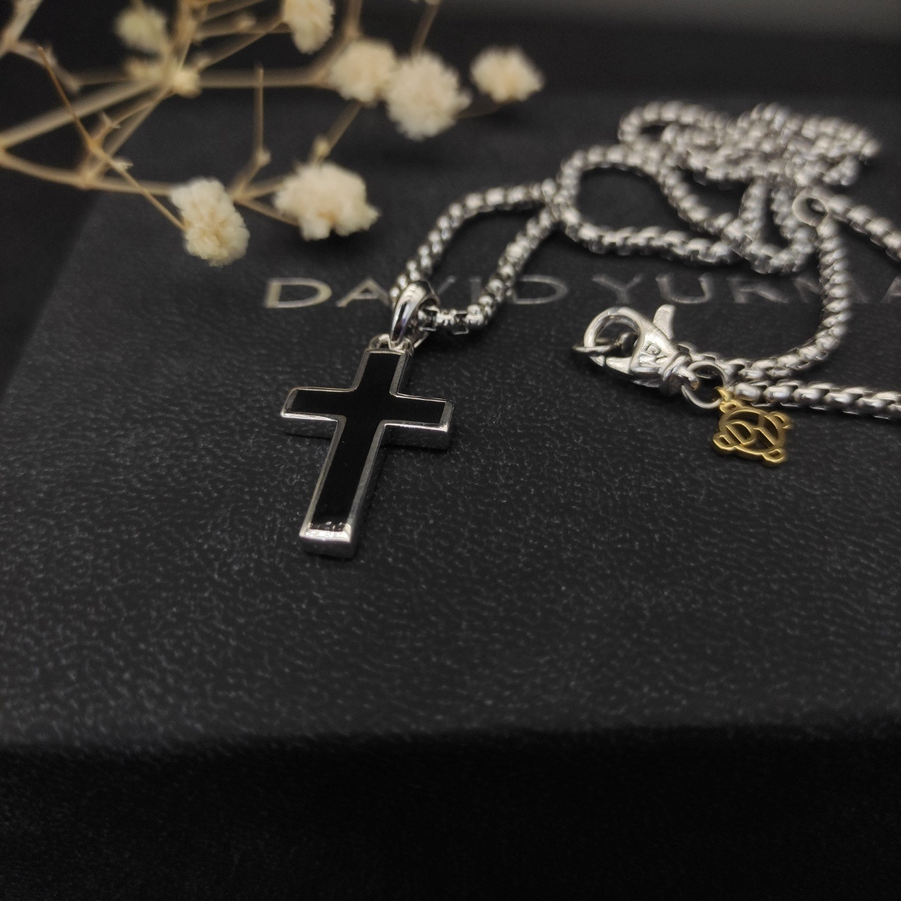 David Yurman black cross Necklace(Chain length 50+5cm delay chain Chain thickness 3mm)