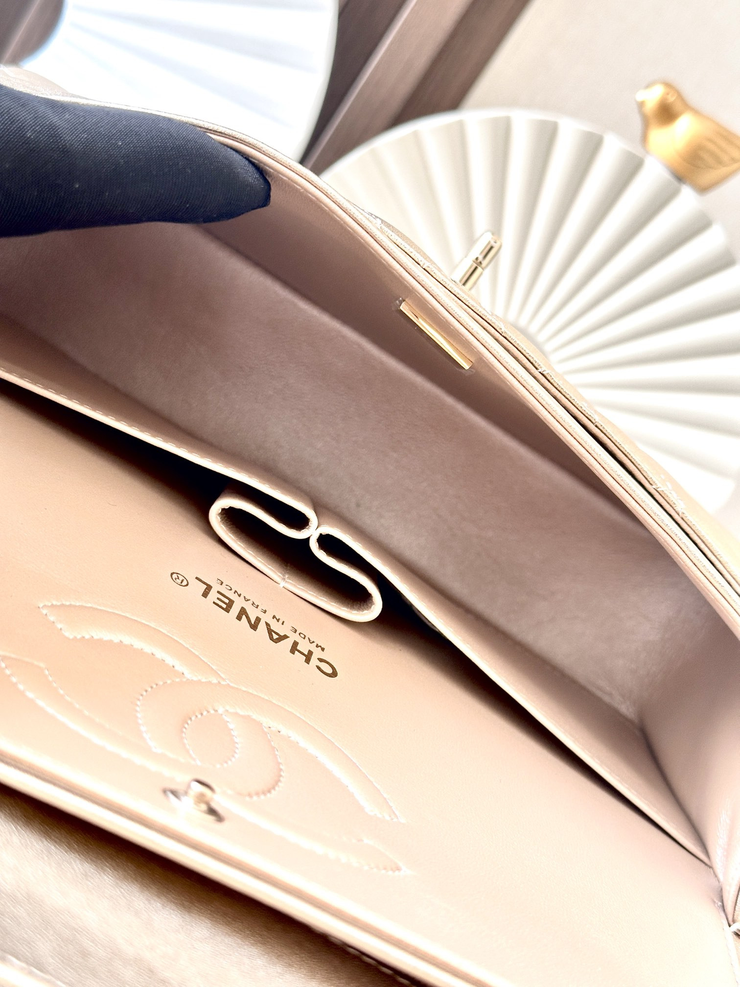 Ch**el Classic Flap a01112 Gold 15.5×25.5×6.5cm