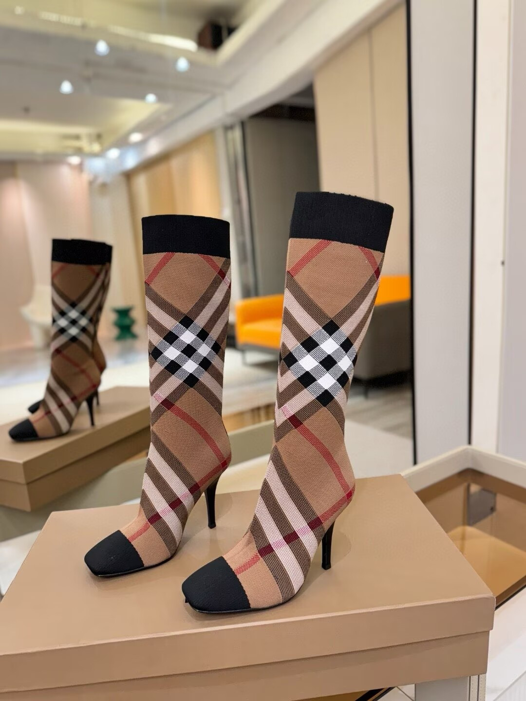 UA Burberry Check High Boots
