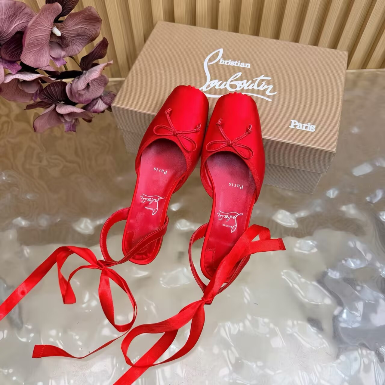 UA Christian Louboutin Cassia Lace Up Ballerina