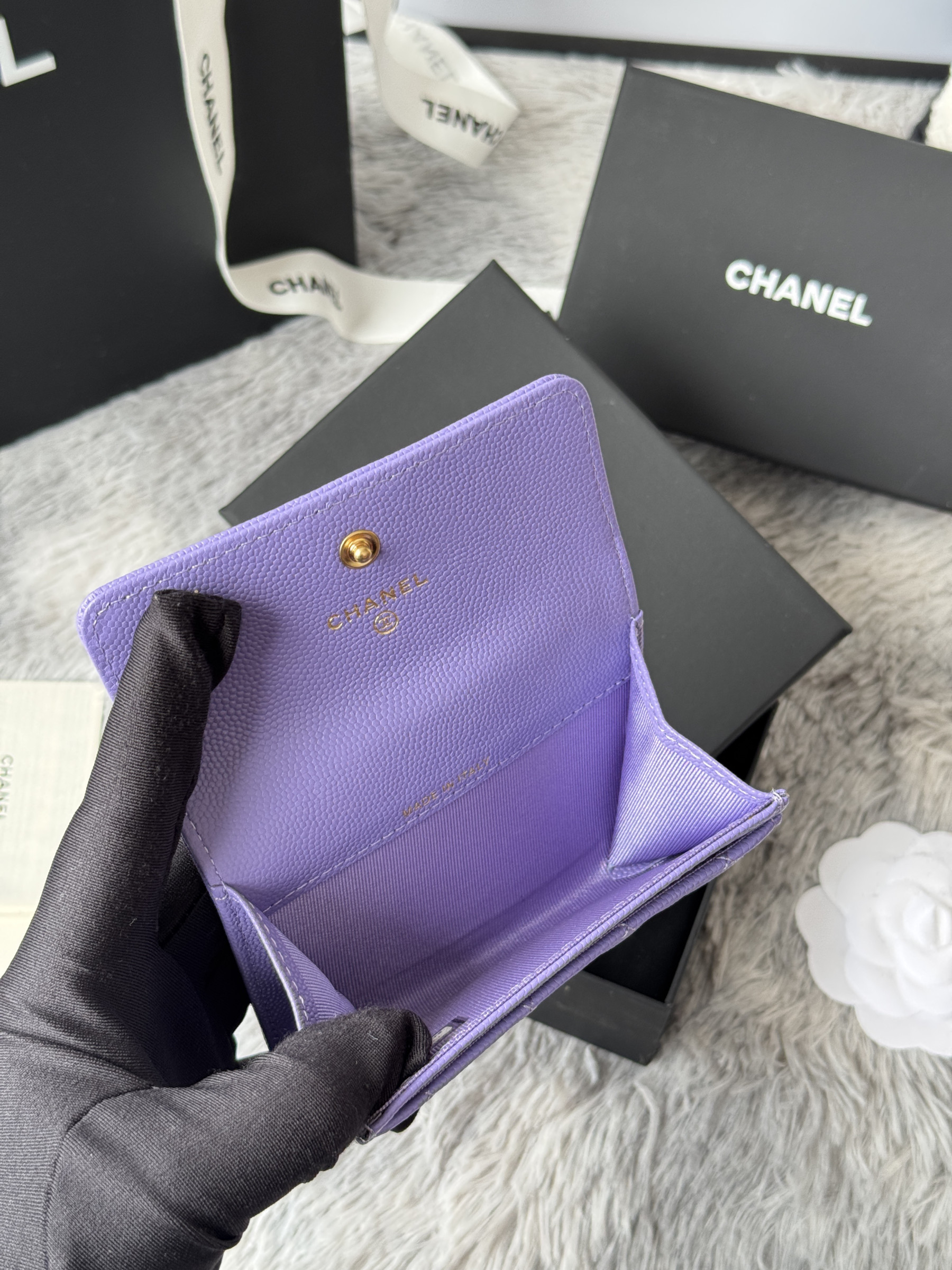 Ch**el boy Ch**el flap card holder a80603 7.5x11.3x2.1cm
