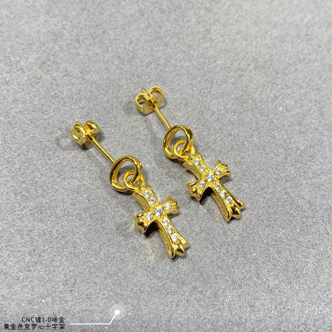 Ch*0me He**ts Cross Earrings