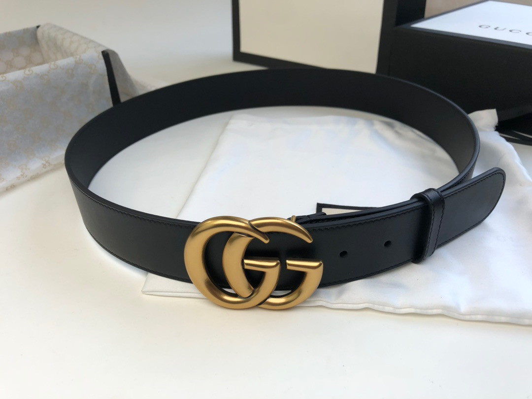 Gvc*1 Wide leather belt with Double G buckle 4.0