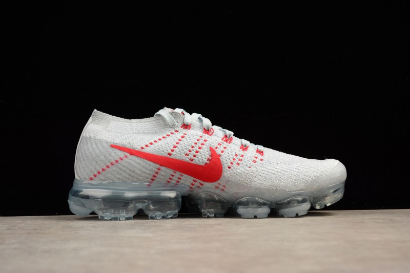 UA Nike Air Vapormax Flyknit Pure Platinum University Red Shoes