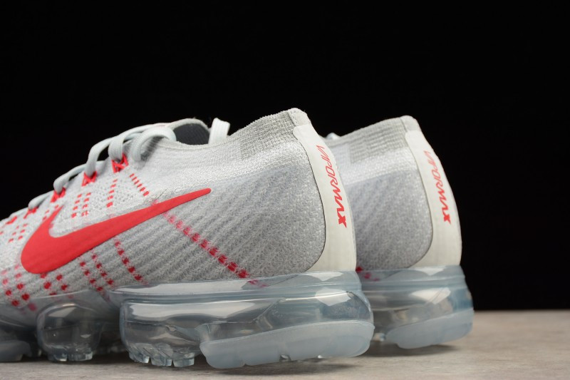 UA Nike Air Vapormax Flyknit Pure Platinum University Red Shoes