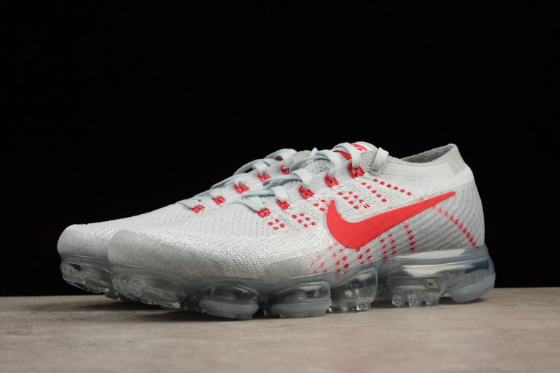 UA Nike Air Vapormax Flyknit Pure Platinum University Red Shoes