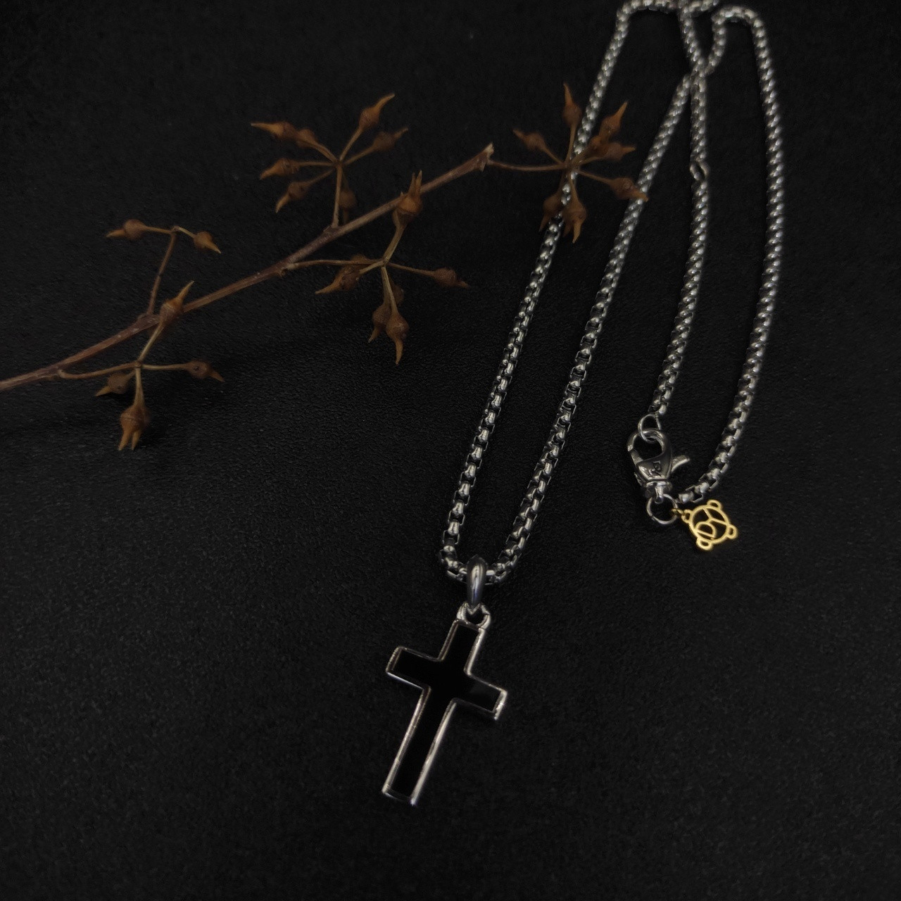 David Yurman black cross Necklace(Chain length 50+5cm delay chain Chain thickness 3mm)