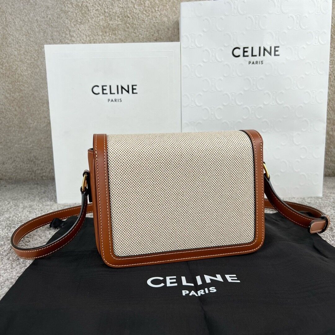 Ce1i*e TEEN TRIOMPHE BAG IN TEXTILE AND CALFSKIN 18.5x13.5x7cm