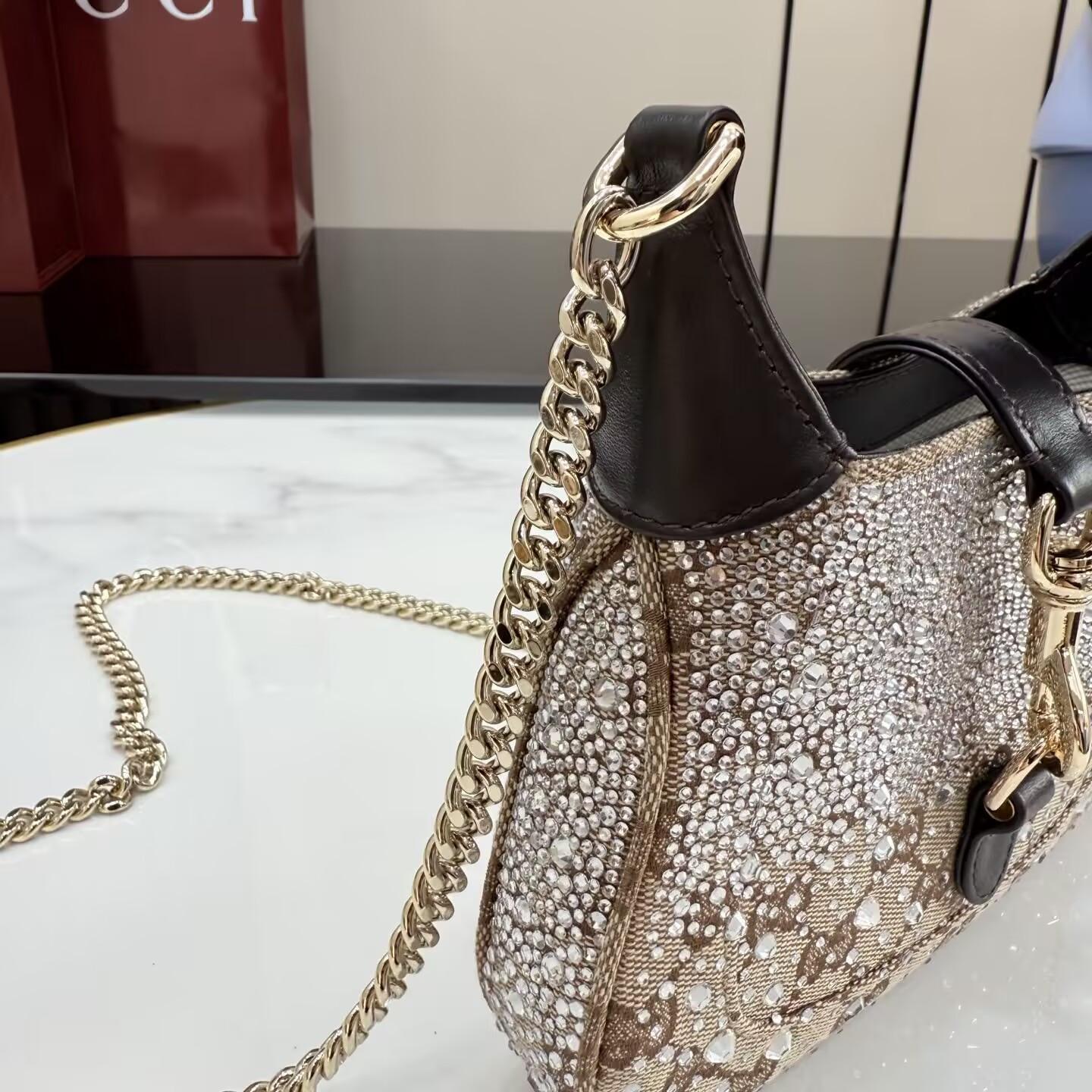 Gucci Jackie Notte Mini Crystal Handbag 19.5x18x3.5cm