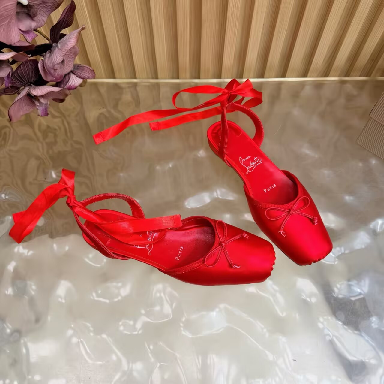 UA Christian Louboutin Cassia Lace Up Ballerina