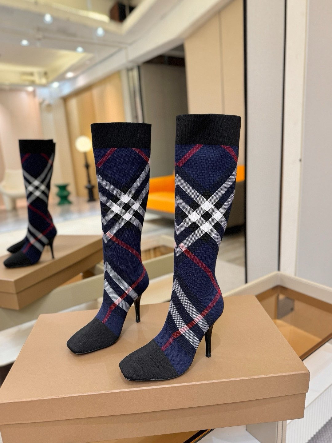 UA Burberry Check High Boots